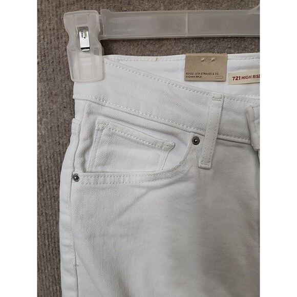 Levis 721 High Rise Skinny Ankle Jeans Womens 27 White Stretch Raw Hem NEW - Picture 2 of 13